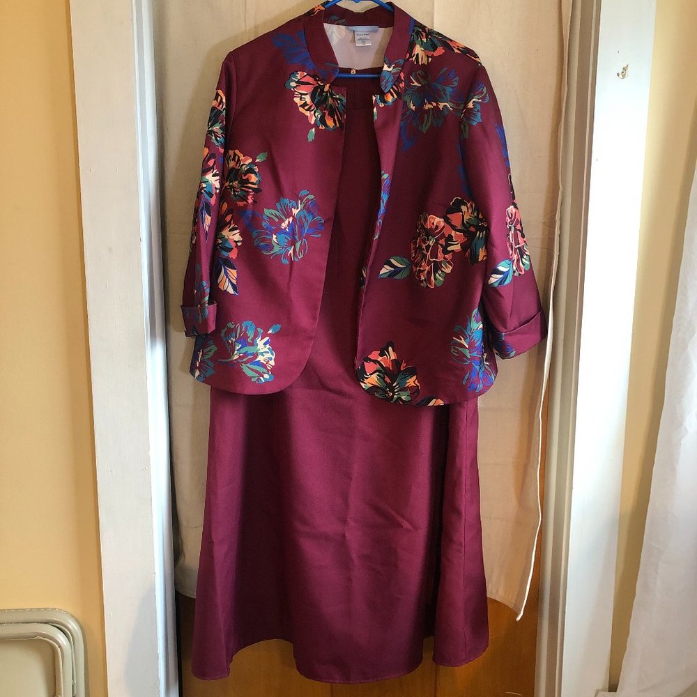 3/$15 - Vintage Koret Sz 16W 2-Pc Jacket & Sleeveless Dress Set